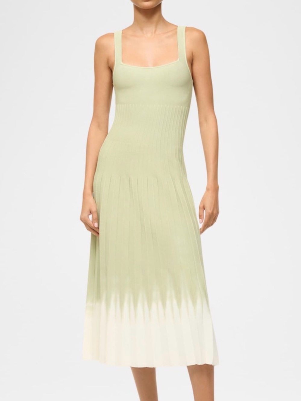 STAUD Ellison Tie Dye Dress Green Size Small
